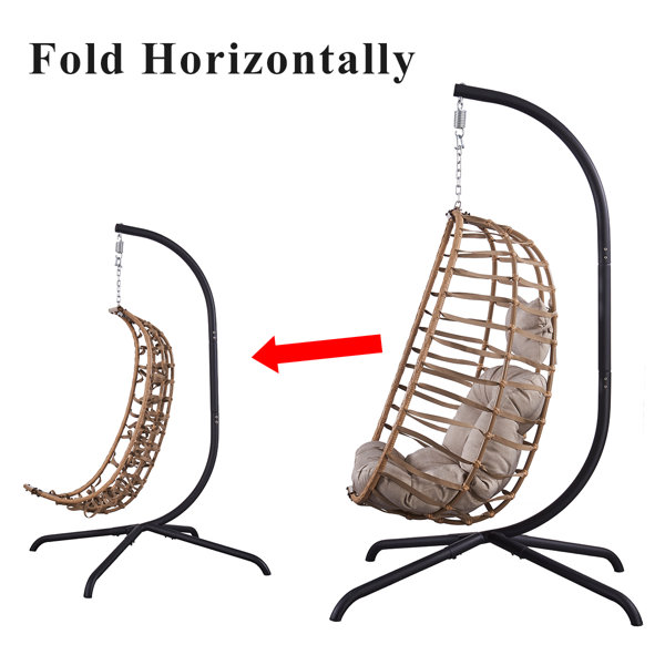 Dakota Fields Azuredee Wicker Hammock Swing Chair With Stand, Cushion